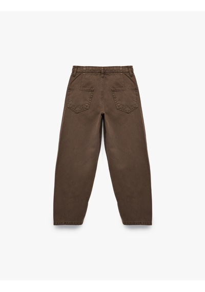 Koton Pamuklu Rahat Kesim Yıkamalı Balon Form Jean Pantolon Kahverengi 6wkg40068ad Kahve