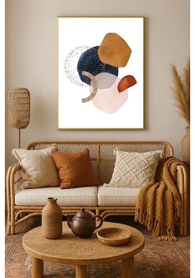 Claritas 03 - Gerçek Cama Baskı Gold Alüminyum Metal Çerçeveli Tekli Minimalist Cam Tablo