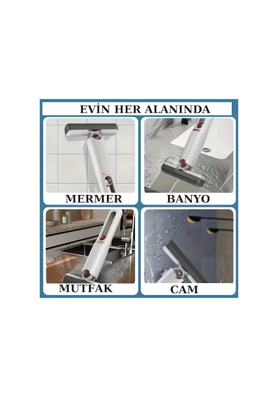 Mucit Home Tek Dokunuş Mini Mop Mutfak, Banyo, Cam, Araba Uyumlu