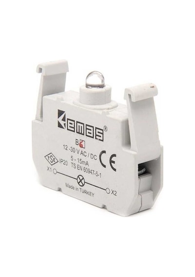 Emas B6 Yedek LED'li 12-30V AC/DC Kırmızı Sinyal Blok