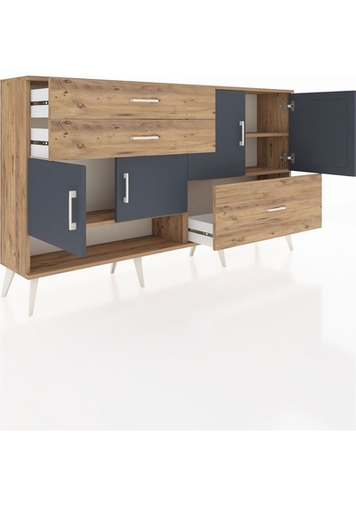 Arges Konsol 3 Raflı 3 Çekmeceli 4 Kapaklı 176x30x99 Çam-antrasit Çam-antrasit/çam Arges Konsol 3 Raflı 3 Çekmeceli 4 Kapaklı 176x30x99 Çam-antrasit Çam-antrasit/çam