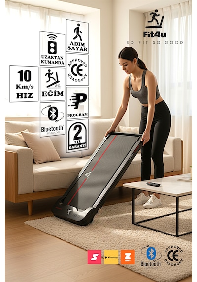 Adımsayar, Program, Bluetooth, Ce Belgeli, Eğim Ayarlı, Kumandalı, 10km Hız, Katlanabilir Koşu Bandı