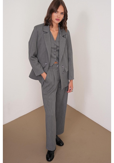 Mixray 4745 Kadın Oversize Blazer Ceket Antrasit