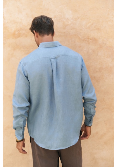 Mai Collection Mai Studios Co. Agnola Oversize Erkek Mavi Keten Gömlek Mavi Mai Collection Mai Studios Co. Agnola Oversize Erkek Mavi Keten Gömlek Mavi