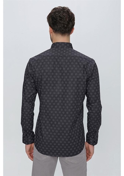 İmza Siyah Uzun Kol Baskılı Bez Ayağı Düğmeli Yaka Klasik Slim Fit Dar Kesim Pamuklu Likralı Gömlek 1004225244-siyah Siyah İmza Siyah Uzun Kol Baskılı Bez Ayağı Düğmeli Yaka Klasik Slim Fit Dar Kesim Pamuklu Likralı Gömlek 1004225244-siyah Siyah