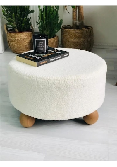 Puf El Yapımı Puf Kedi Yatağı Makyaj Masası Pufu Salon Pufu Oturma Odası Beyaz