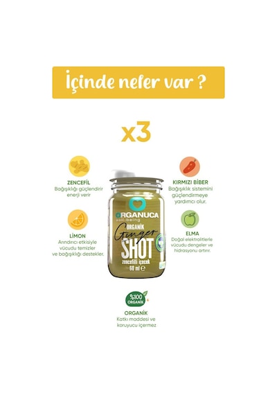 Organik Zencefil Shot 3'lü Paket 60 G