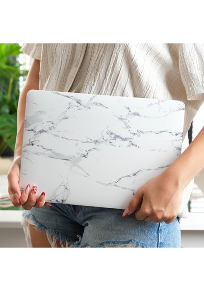 Apple Uyumlu MacBook Air 13 İnç Sert Kılıf Mermer Desenli İnce Tpu Çizik Darbe Koruma Havalandırmalı A1369 A1466 Siyah