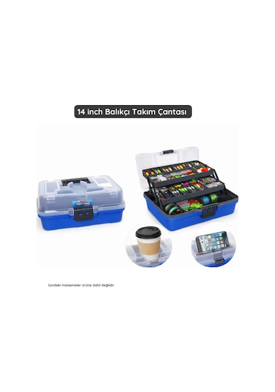 14 inch Balıkçı Takım Çantası -Bardaklık & Telefon Bölmeli Profesyonel Organizer
