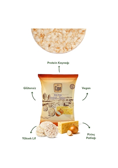 Çipo Peynir ve Soğan Katkısız Şekersiz Vegan Glutensiz Atıştırmalık 3 x 60 G
