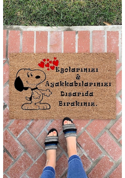 Snoopy Egolar Kapı Önü Paspası Dekoratif Kapı Paspası Dış Mekan Paspas Ev Içi Paspası 45x70cm Standart