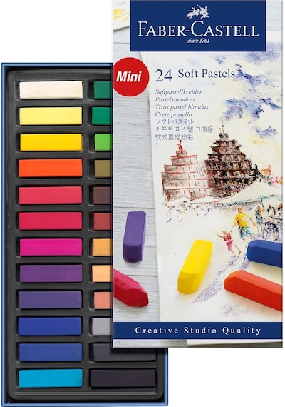 Creative Studio Mini Toz Pastel Boya, 24 Renk, Yarım Boy, Yüksek Pigment, Parlak Renkler, Fiksatif Uyumlu, Tebeşir Ba Çok Renkli