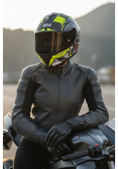 Gıvı 50.x Wıld Mat Sarı / 1 Renkli 1 Şeffaf Vizörlü Motosiklet Kask Siyah Vizör + Şeffaf