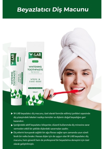 W-Lab Cosmetics Beyazlatıcı Diş Macunu 100 Ml Ve W-Lab Cosmetics Beyazlatıcı Diş Tozu 75 Gr