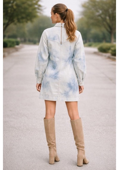 Özel Koleksiyon Oversize Denim Elbise 5020 Açık Mavi