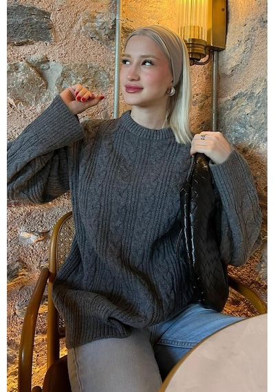 Madmext Antrasit Bisiklet Yaka Örme Triko Kazak Mg2009-antrasit Antrasit