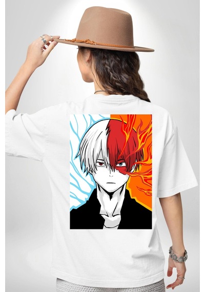My Hero Academia Boku Anime Beyaz Oversize Unisex Ön Ve Sırt Baskılı Tişört Beyaz
