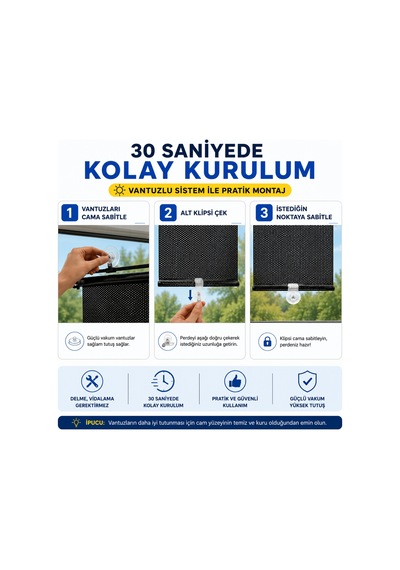 50x125 Cm Geri Çekilebilen Araç İçi Ön Cam Güneşlik, Ev Tipi Cam Güneşlik Uv Engelleyici Siyah