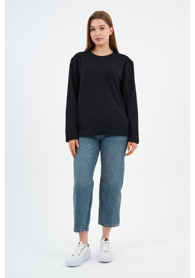 Alexander Gardi Bisiklet Yaka Basic Likralı Sweatshırt Wk25512-wn Siyah