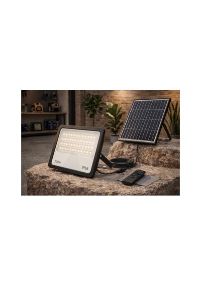 Ct 4649 Kumandalı 200w Solar Led Projektör 6400k Beyaz Işık