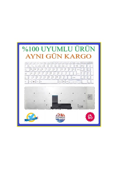 Toshiba Uyumlu Satellite L50D-B-17X Klavye Tuş Takımı Beyaz Tr