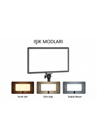 Kare Soft Işık Profosyonel Led Panel Makeup Fotoğraf Video Çekim Işığı Güçlendirilmiş Tripod 2.10 Cm Siyah