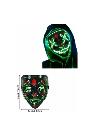 Led Işıklı Neon Maske Cadılar Bayramı Maskesi Korkunç Korku Maskesi 1