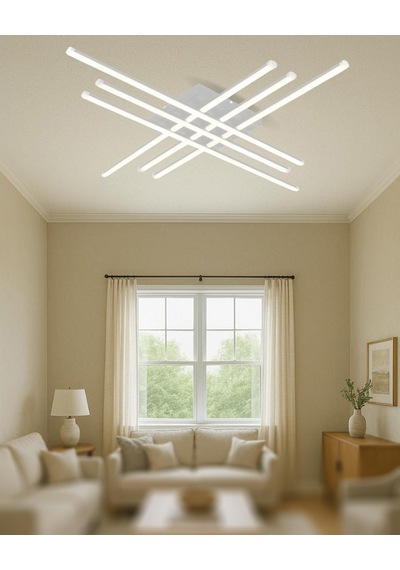 Tt070-by-3rn Tt Ayd. 3 Renk Işık 6 Lı Çubuk Mat Beyaz Led Avize