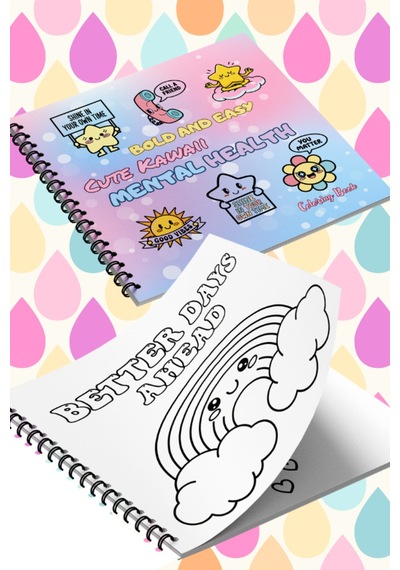 Cute Kawaii Mental Health Bold And Easy - 20x20 Büyük Boyama Kitabı, Çocuklar Ve Yetişkinler İçin