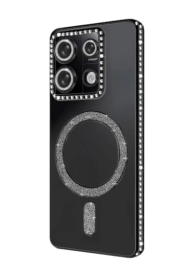 Xiaomi Redmi 13c Uyumlu Joke Simli Magneticsafe Kılıf - Siyah