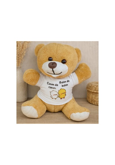 10 Adet Peluş Ayıcık Canım Da Canım Balım Baskılı Tişörtlü Oyuncak Ayı Sevgili si Peluş Teddy Bear