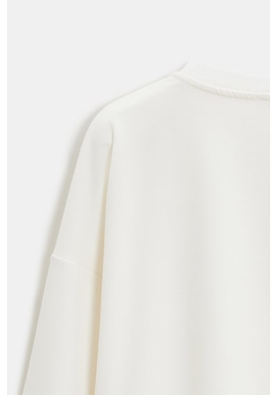 Sââde Kadın Oversize Bisiklet Yaka Basic Casual Sweatshirt Ekru