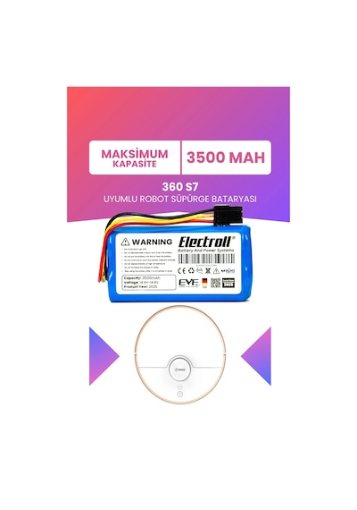 360 S7 Batarya Maksimum Kapasite 3500mah Pil