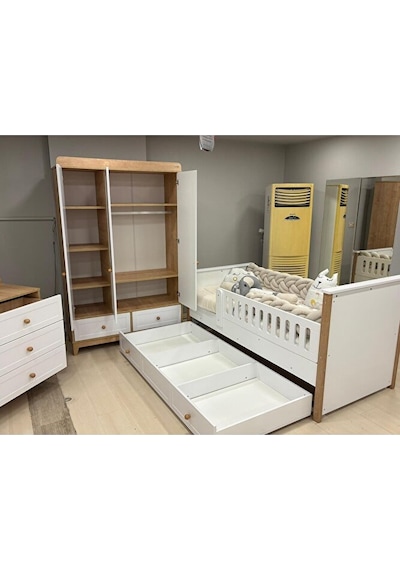 Marin 3 Kapılı Dolap, Bebek Ve Genç Odası Dolap Beyaz