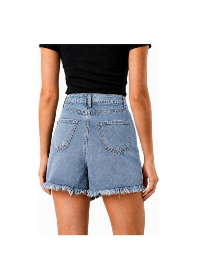 J&kstores Asimetrik Kesim Jean Denim Şort Etek Kar Yıkama