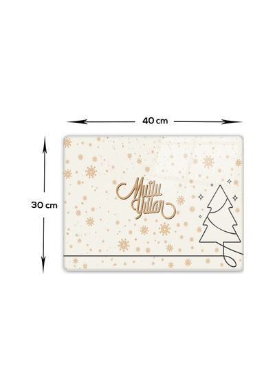 Decorita Cam Kesme Tahtası|Mutlu Yıllar Krem|30cm x 40cm