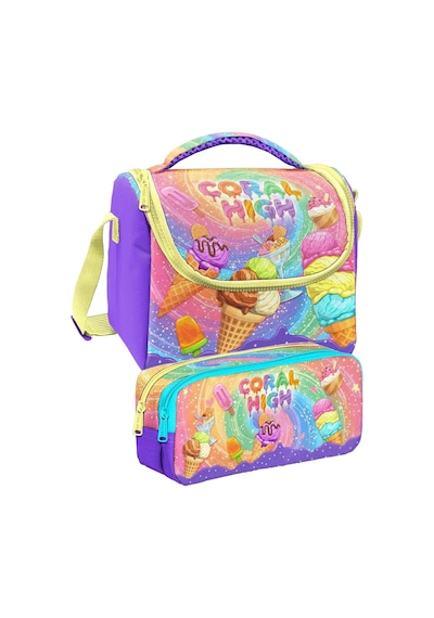 Coral High Mor Sarı Dondurma Baskılı Kız Çocuk Beslenme Ve Kalem Çantası Seti 37154+31054 Mor - Sarı