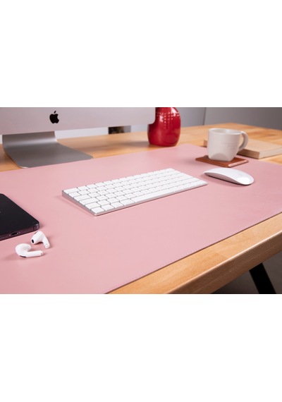 Still & Silent Pink Gerçek Deri Desk Mat Apple Uyumlu MacBook Altlığı
