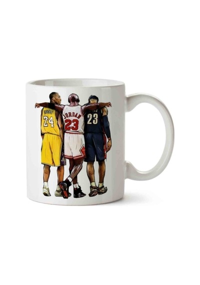 Michael Jordan Kobe Bryant Lebron James Porselen Kupa Bardak Beyaz