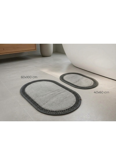 Nakkaş Home 2'li Jüt Peluşlu Gri Klozet Takımı 2li Oval
