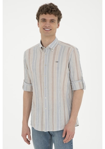 U.s. Polo Assn. Erkek Koyu Mavi Gömlek Desenli 50283698-vr032 Mavi