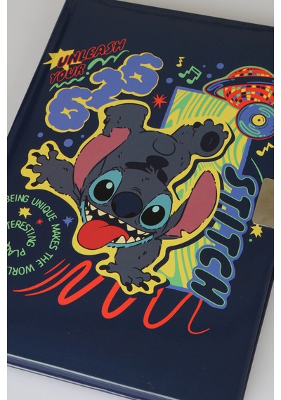 X Dekomus Lisanslı Stitch Lisanslı Stitch Unleash Lock Journal Kilitli Hatıra Defteri Ve Labirent Figürlü Geçmeli Kalem Seti Altın