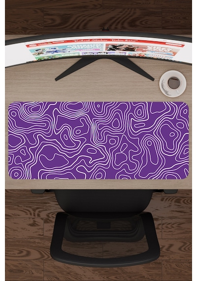 Mor Beyaz 70x30 Xl Taraftar Gaming Oyuncu Mouse Pad Kaymaz Taban Büyük Fare Altlığı Topography