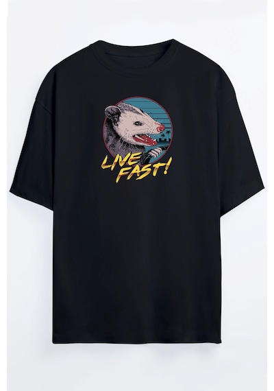 Rakun Gelincik Çetesi Baskılı Oversize Unisex T-shirt Livefastgelincik