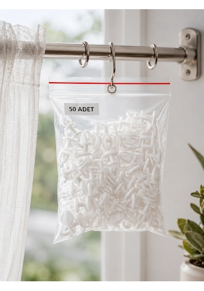 Geçmeli Perde Düğmesi Beyaz Plastik Korniş Düğmesi 50 Adet