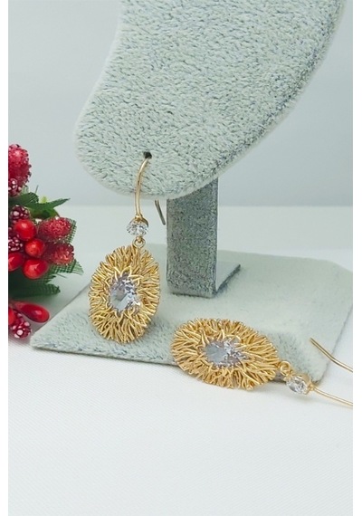 Rose Altın Kaplama Vip Seri Xuping Zirkon Taşlı Oval Küpe 2,5 CM Rose Gold