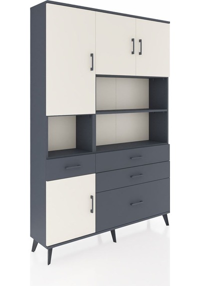 Arges Dolap 9 Raflı 4 Çekmeceli 4 Kapaklı 132x30x195 Antrasit-aytaşı/antrasit Aytası/antrasıt Arges Dolap 9 Raflı 4 Çekmeceli 4 Kapaklı 132x30x195 Antrasit-aytaşı/antrasit Aytası/antrasıt