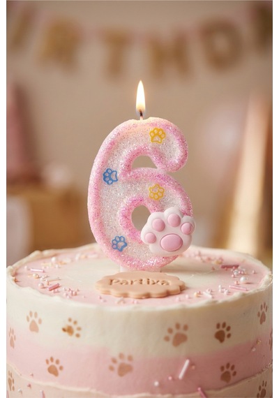 Pati Figürlü Pembe Rakam Mum Doğum Günü Pasta Süsü