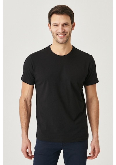 Ac&Co / Altınyıldız Classics 547236445 Slim Fit Bisiklet Yaka Düz Erkek Tişört 2'li Siyah