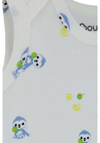 Uygunbebe Boumini Kolsuz Bebek Çıtçıtlı Askılı Body Mavi Tembel Zarf Yaka 0-36 Ay